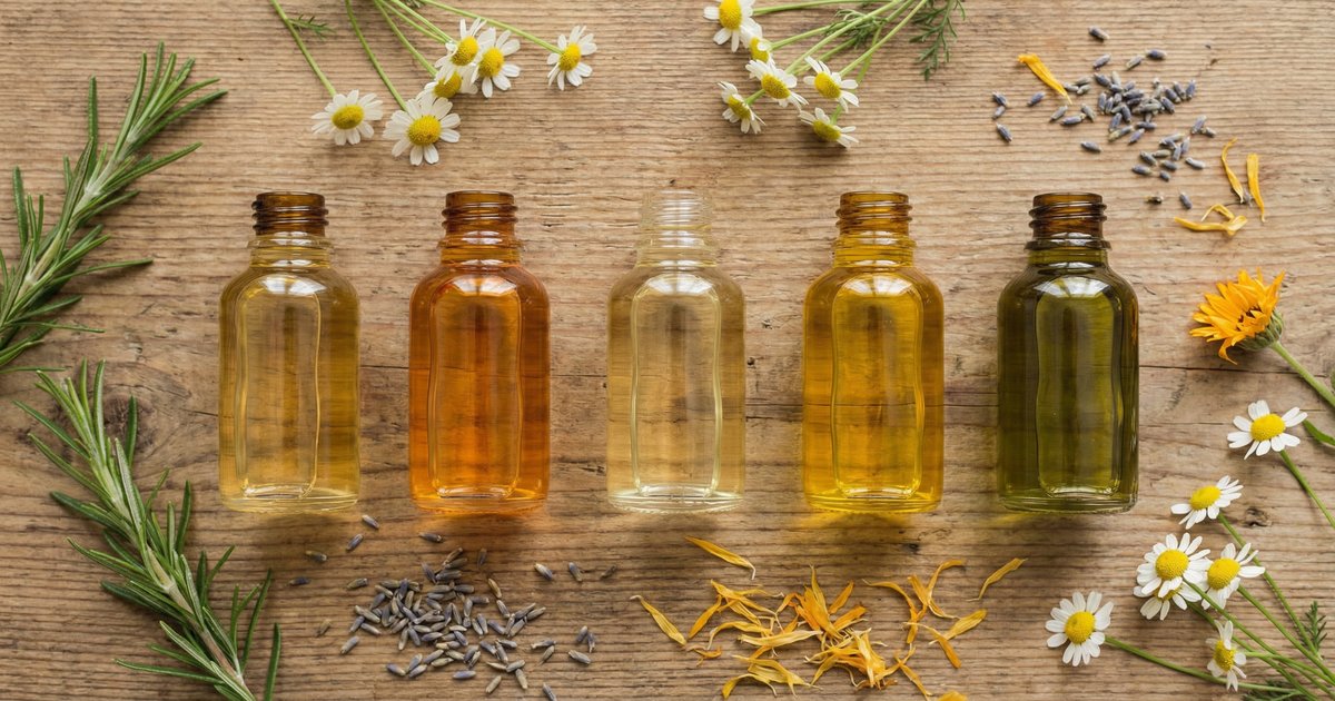 Selection of carrier oils for DIY skincare including jojoba, rosehip and argan