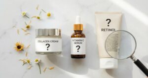 Overhyped skincare ingredients laid out on a flat surface